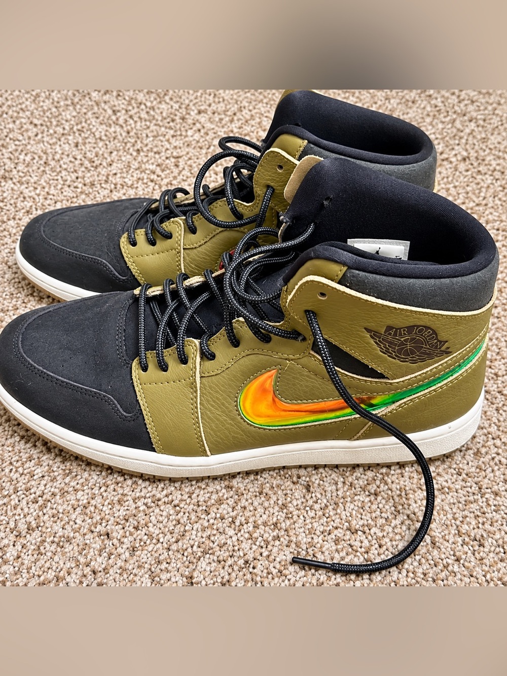 Nike Air Jordan 1 Mid Sequoia Max Orange High Top Sneakers